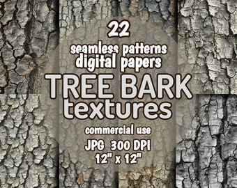 Texture di corteccia d'albero senza soluzione di continuità, pacchetto di carte DIGITALI in legno rustico, motivi in legno realistici stampabili, sfondi in legno