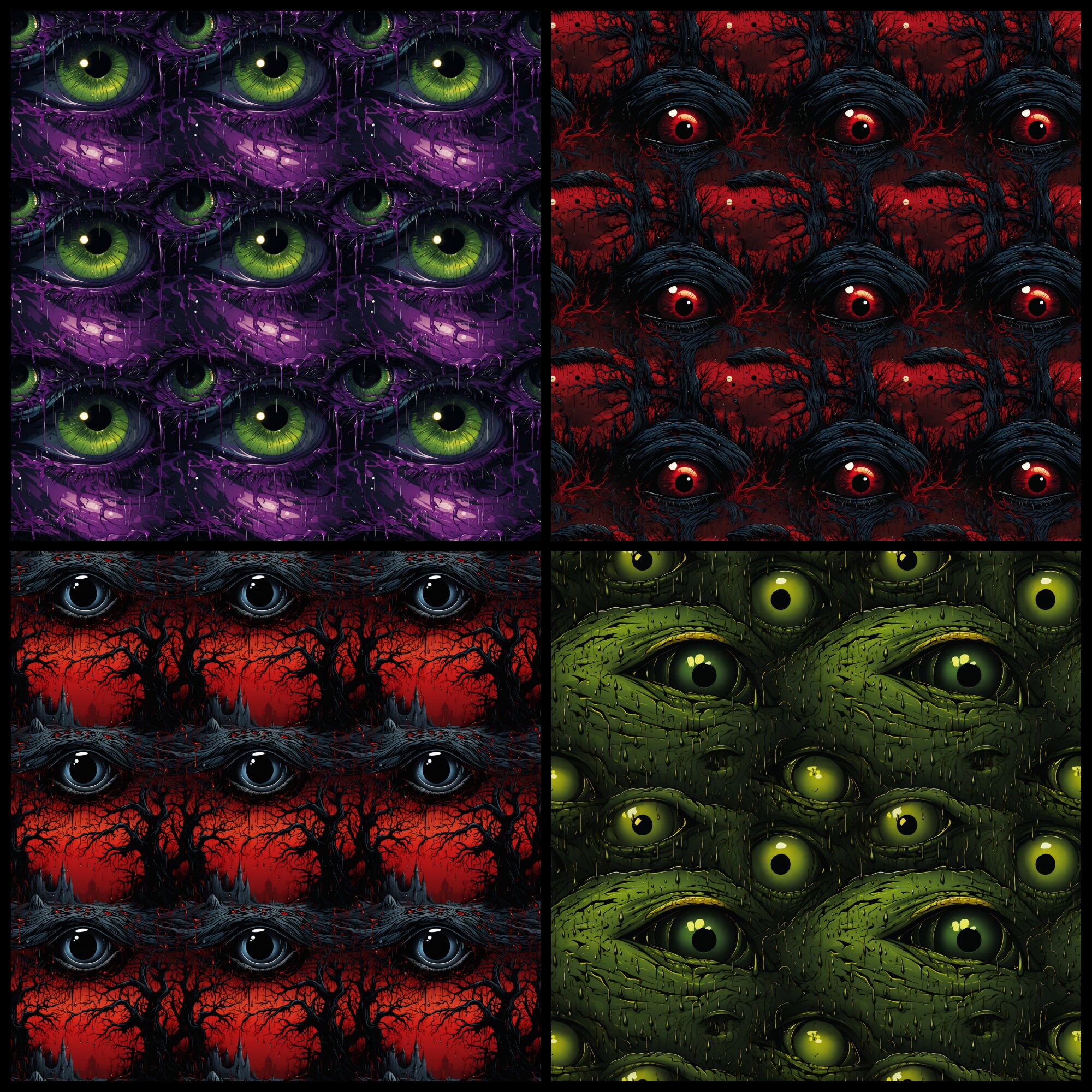 Creepy Eyes SEAMLESS Patterns Printable Halloween Spooky Eyes DIGITAL