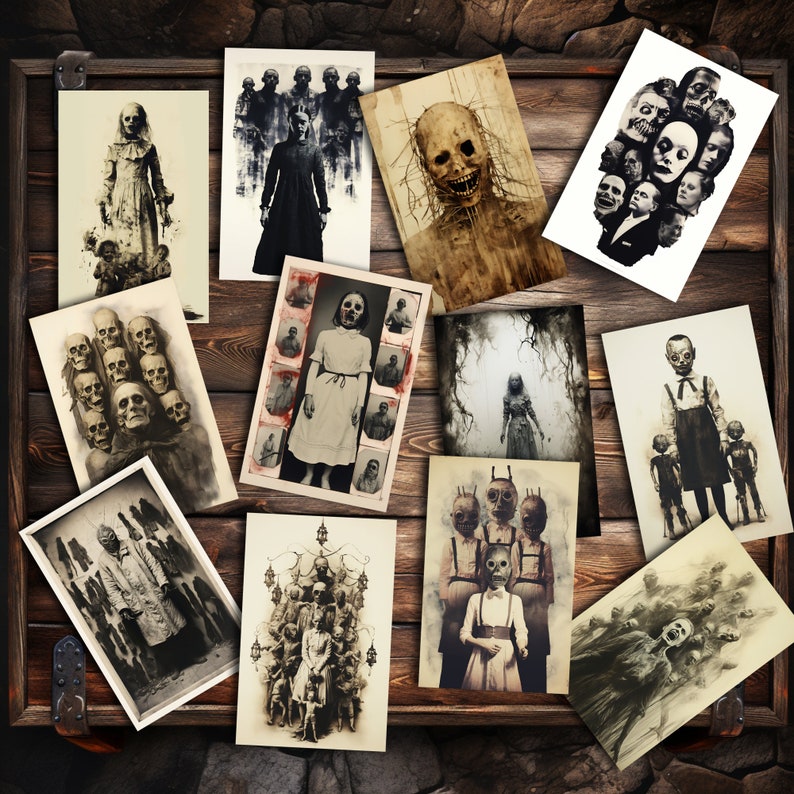 Horror Junk Journal Bundle DIGITAL Papers Printable Creepy Old Photos
