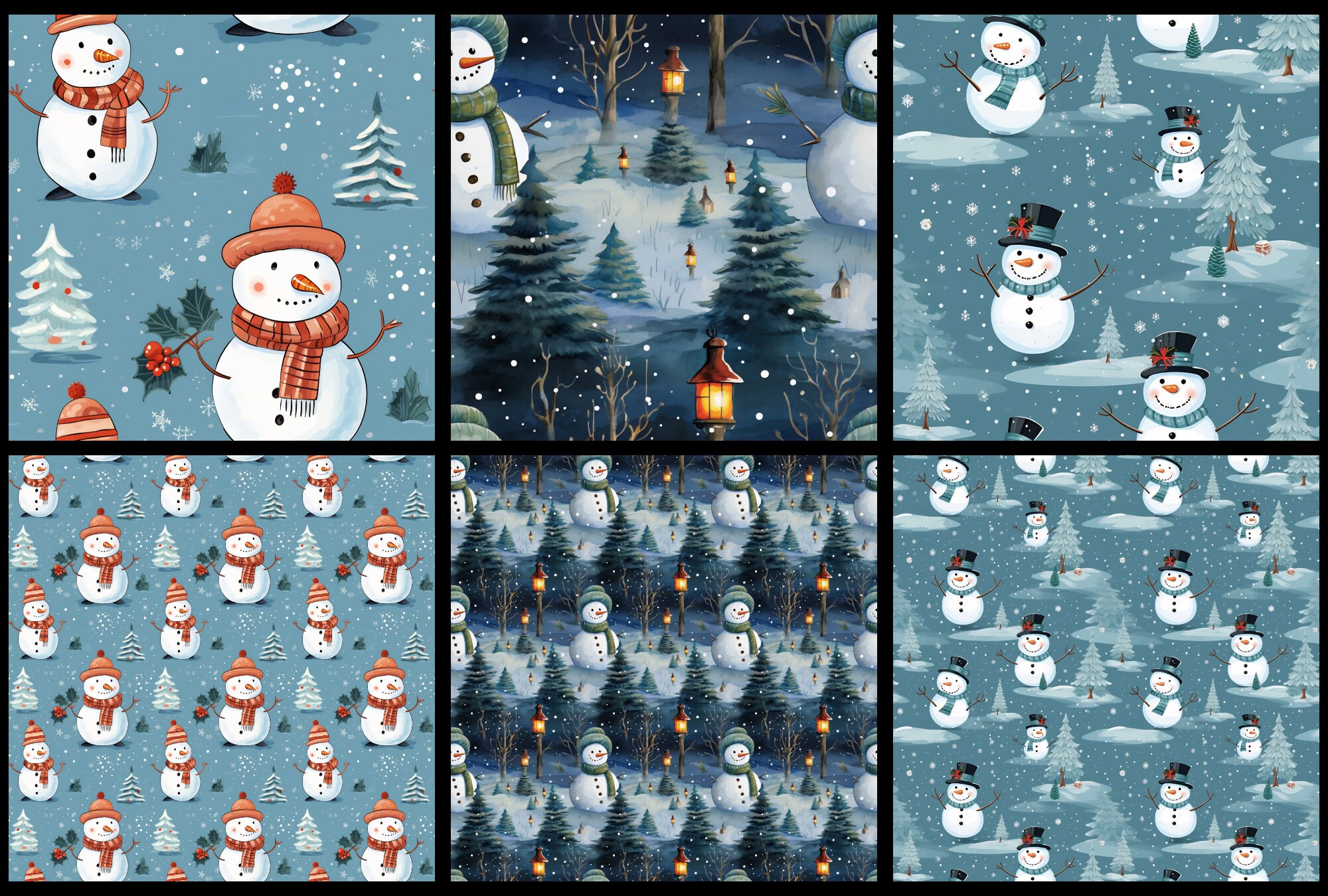 Vintage Winter DIGITAL Paper Pack Printable Winter Holiday XMAS ...