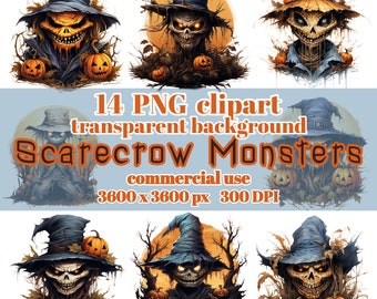 Scarecrow Clipart Bundle PNG Digital Download