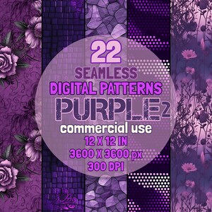 Set di sfondi astratti viola - Collezione di texture decorative SEAMLESS - Carte DIGITALI miste viola intenso e lavanda chiaro