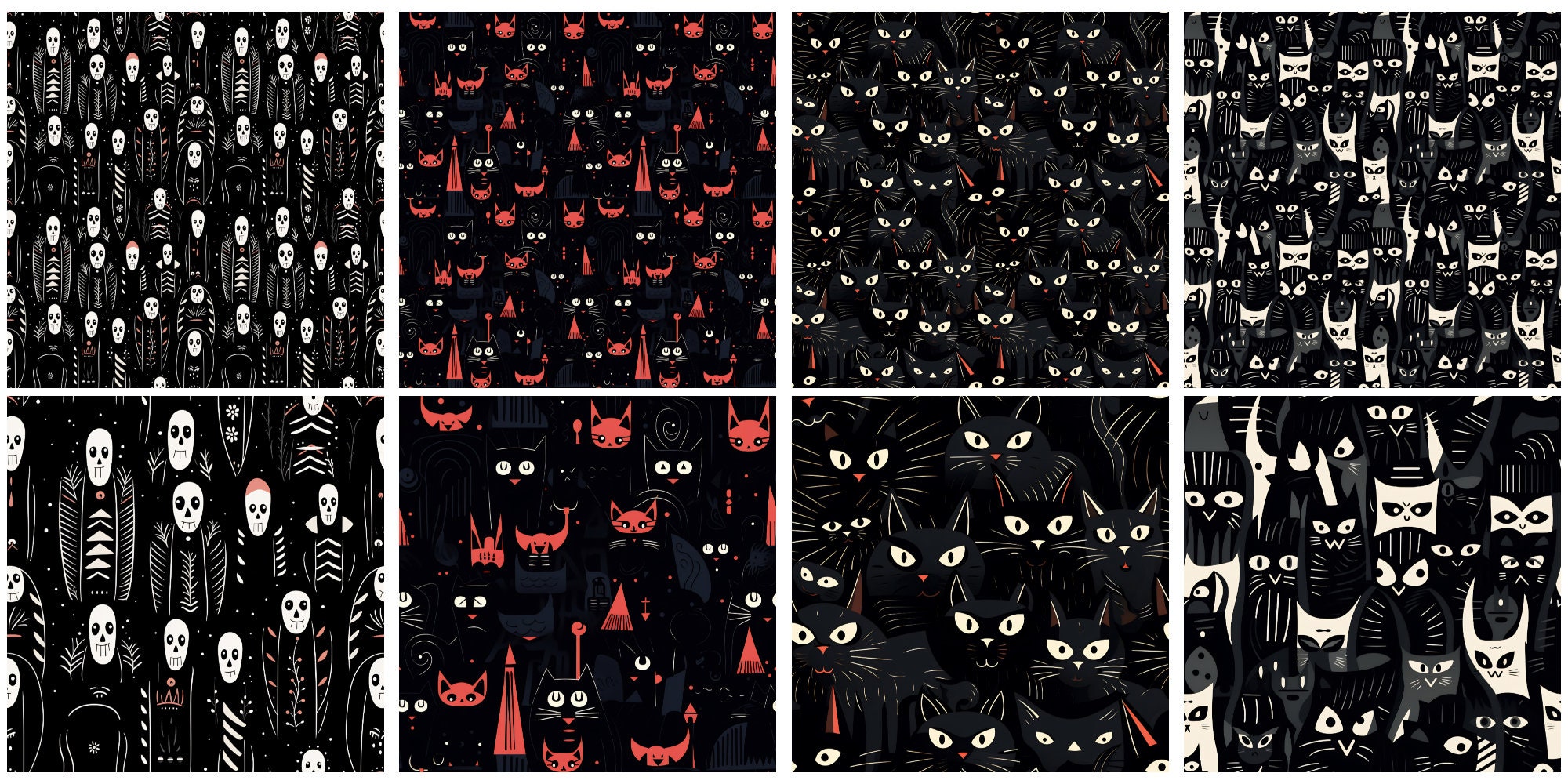 Spooky Black SEAMLESS Patterns Printable Dark Halloween DIGITAL Papers ...