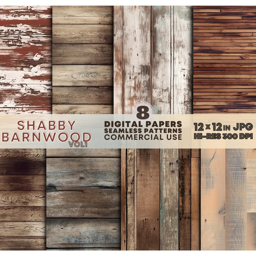 Rustic Barn Wood Texture Digital Paper | Shabby Chic Seamless Patterns ...