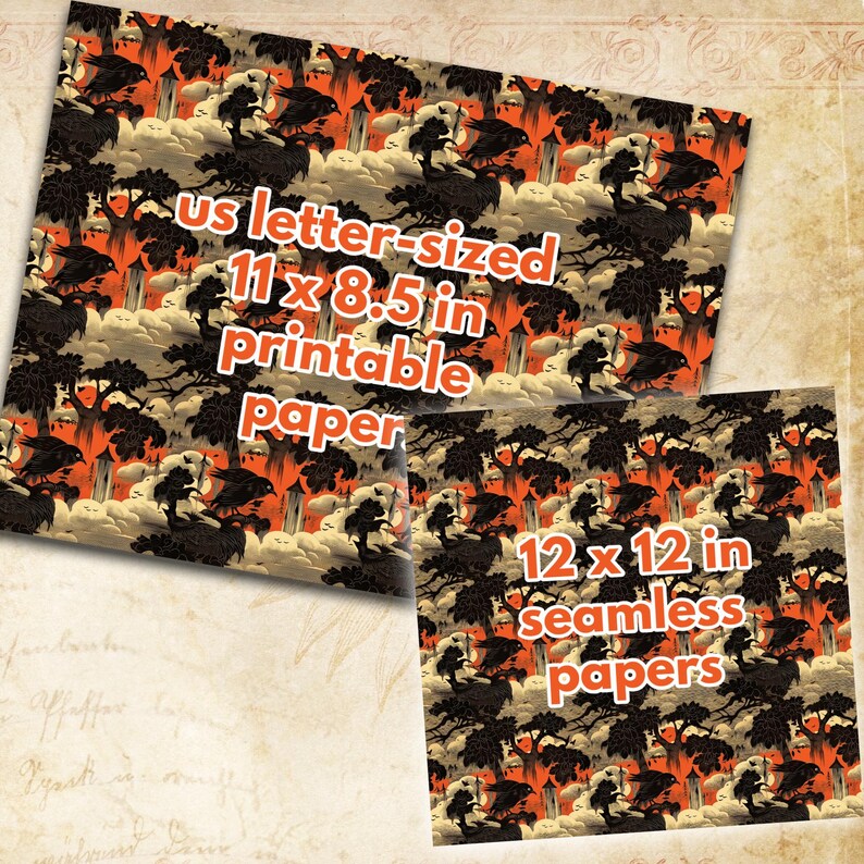 Crow Printable Papers: Japanese Eerie Patterns (digital Download) - Etsy