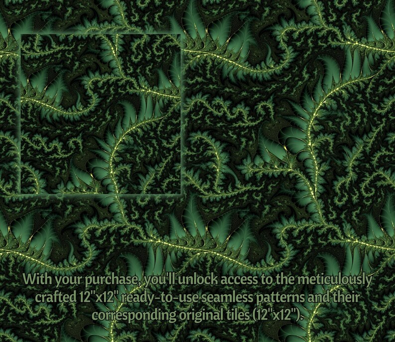 Green Fractals DIGITAL Papers Printable Fractal Geometry SEAMLESS ...
