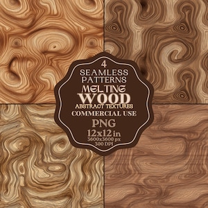 Motivi senza soluzione di continuità con venature del legno vorticose, sfondi in legno strutturati astratti, bundle di carta digitale in legno con tonalità naturale