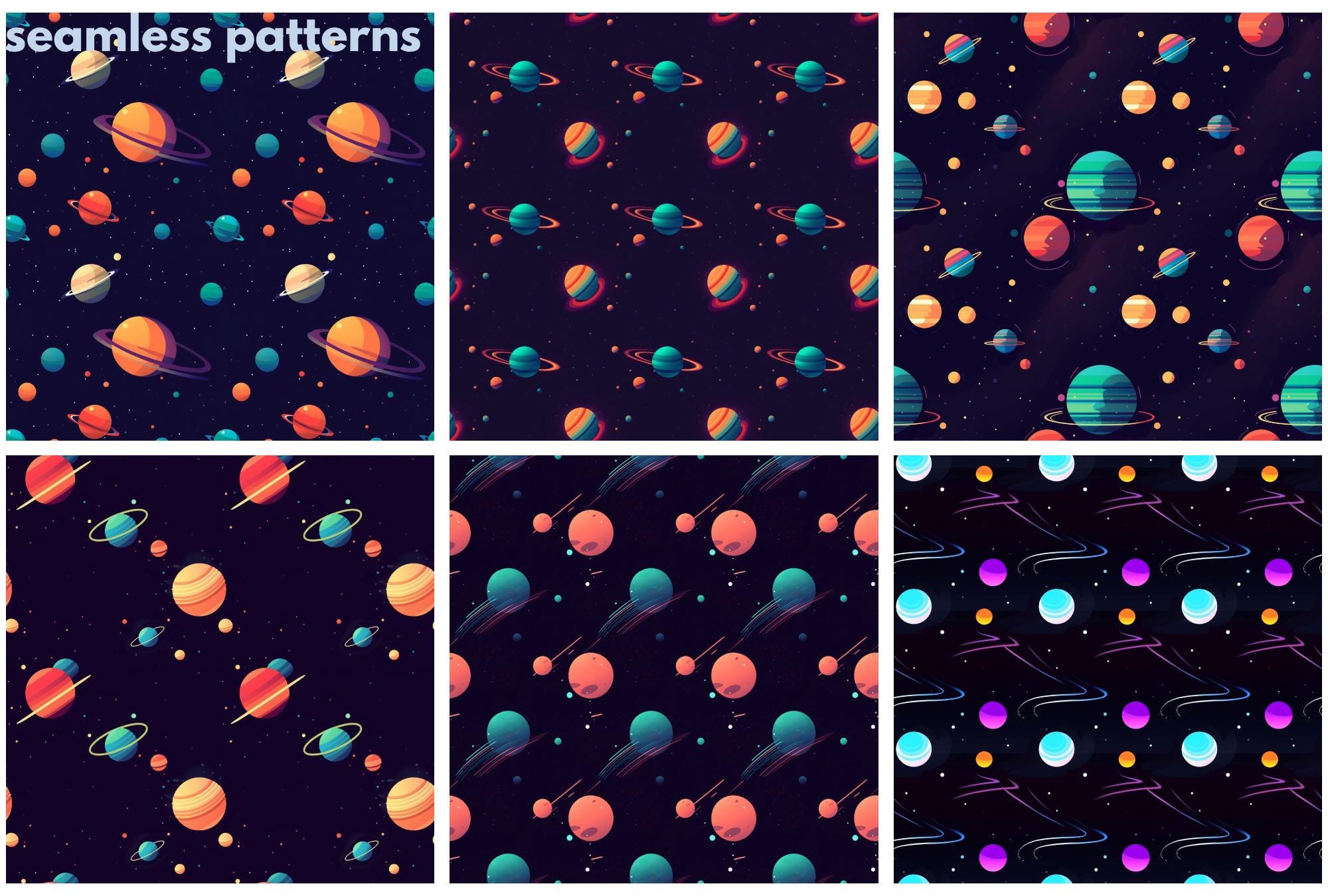 Solar System Digital Paper | Space Seamless Patterns (digital Download ...