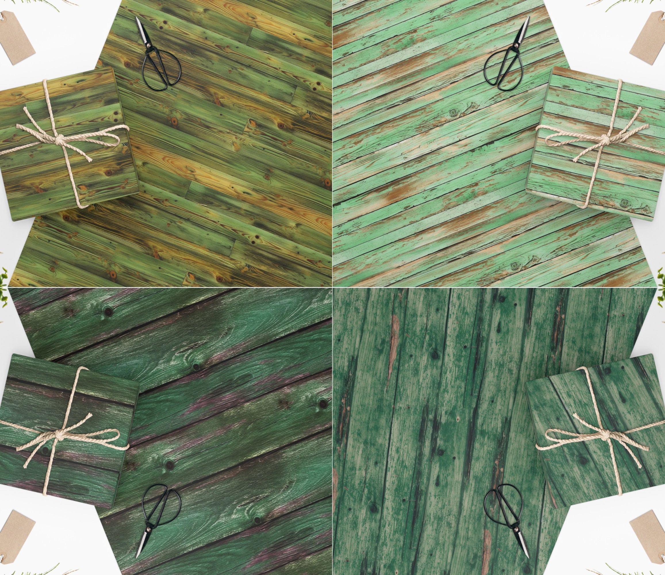 10 Green Wood Textures Digital Papers JPEG Printable Woodgrains ...