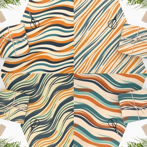 Wavy Stripes Digital Papers Printable Retro Wavy Lines Seamless ...