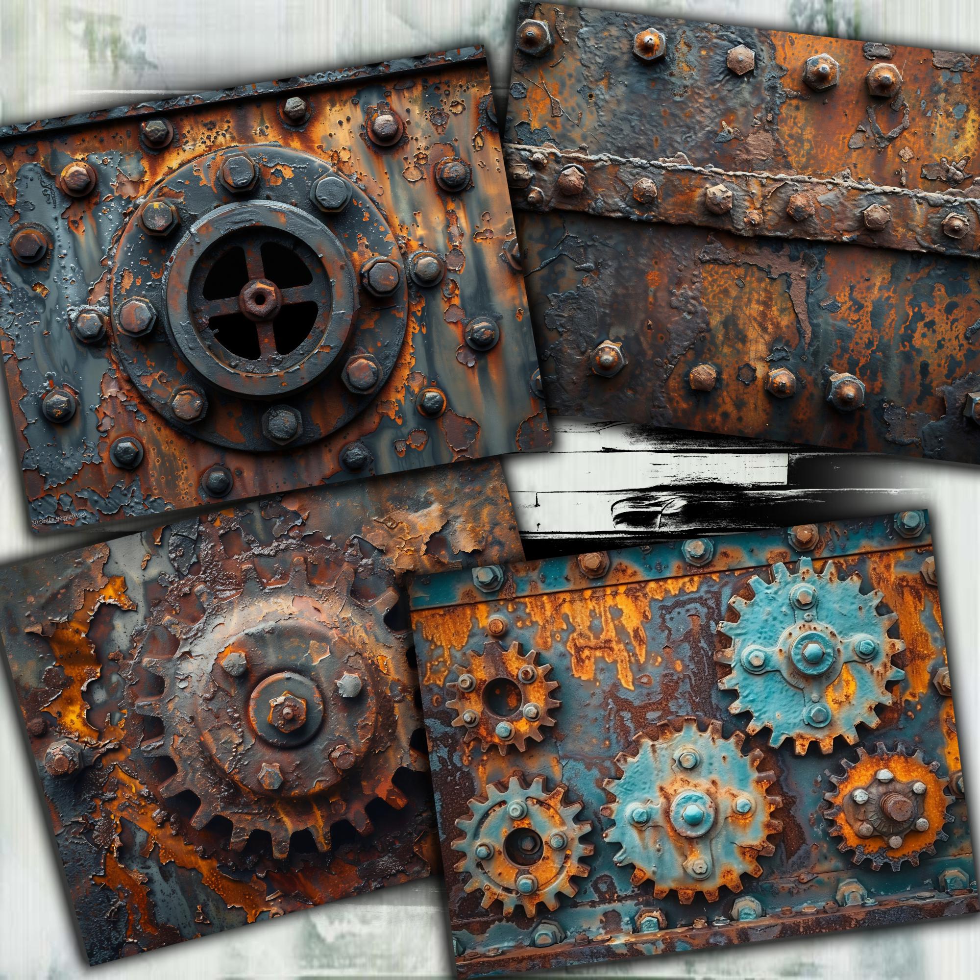 Rusty Gears & Metallic Textures Backgrounds | Industrial Decay Bundle ...