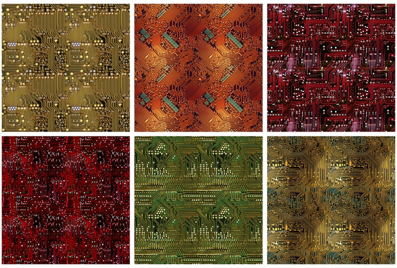 Printed Pattern Electronics Electronic Boards Digital Papers JPEG Printable Tech Circuitry Seamless ...