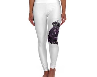 Leggings de yoga de talle alto con diseño de león coronado / Ropa deportiva, ropa de entrenamiento, regalo para ella, leggings para hacer ejercicio, pantalones de yoga