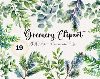 Watercolor Greenery Clipart, Frames Borders PNG, Green Leaves Branches Clip Art Aquarelle Arrangements Bright Foliage Free Commercial Use