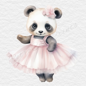 8 Panda clipart, schattige panda's in jurken clipart, ballerina panda's, commercieel gebruik, digitale download, kaart maken, digitale papier ambachtelijke