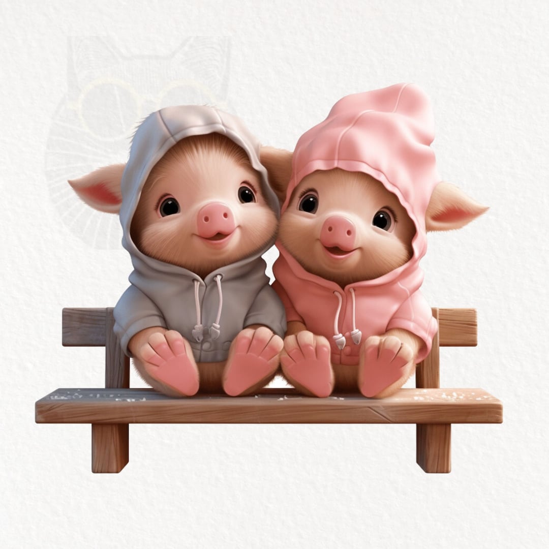 Set of 16 Adorable Baby Pigs Clipart, Cute Baby Pigs Clipart Cute Baby ...