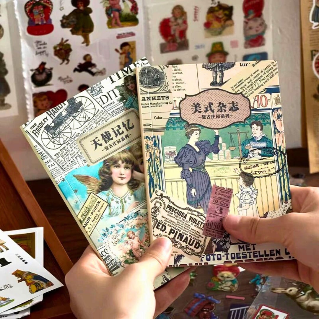 Sticker Boolets Vintage Sticker Booklet, Victorian Angels, Retro Children, Junk Journal ...