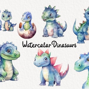Watercolor Dinosaurs Clipart, Dinosaur Species Download, Dinosaur Digital Download, Dinosaur Wall art, Commercial Use, Dinosaur SET of 16