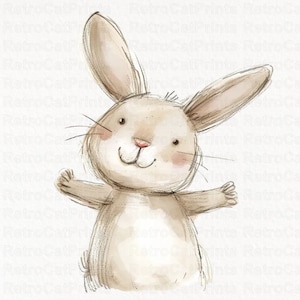 Clipart lapin de Pâques mignon, téléchargement numérique, lapins de printemps dessinés à la main, ensemble de graphiques pour chambre d'enfant, usage commercial gratuit, lapins PNG Transparent
