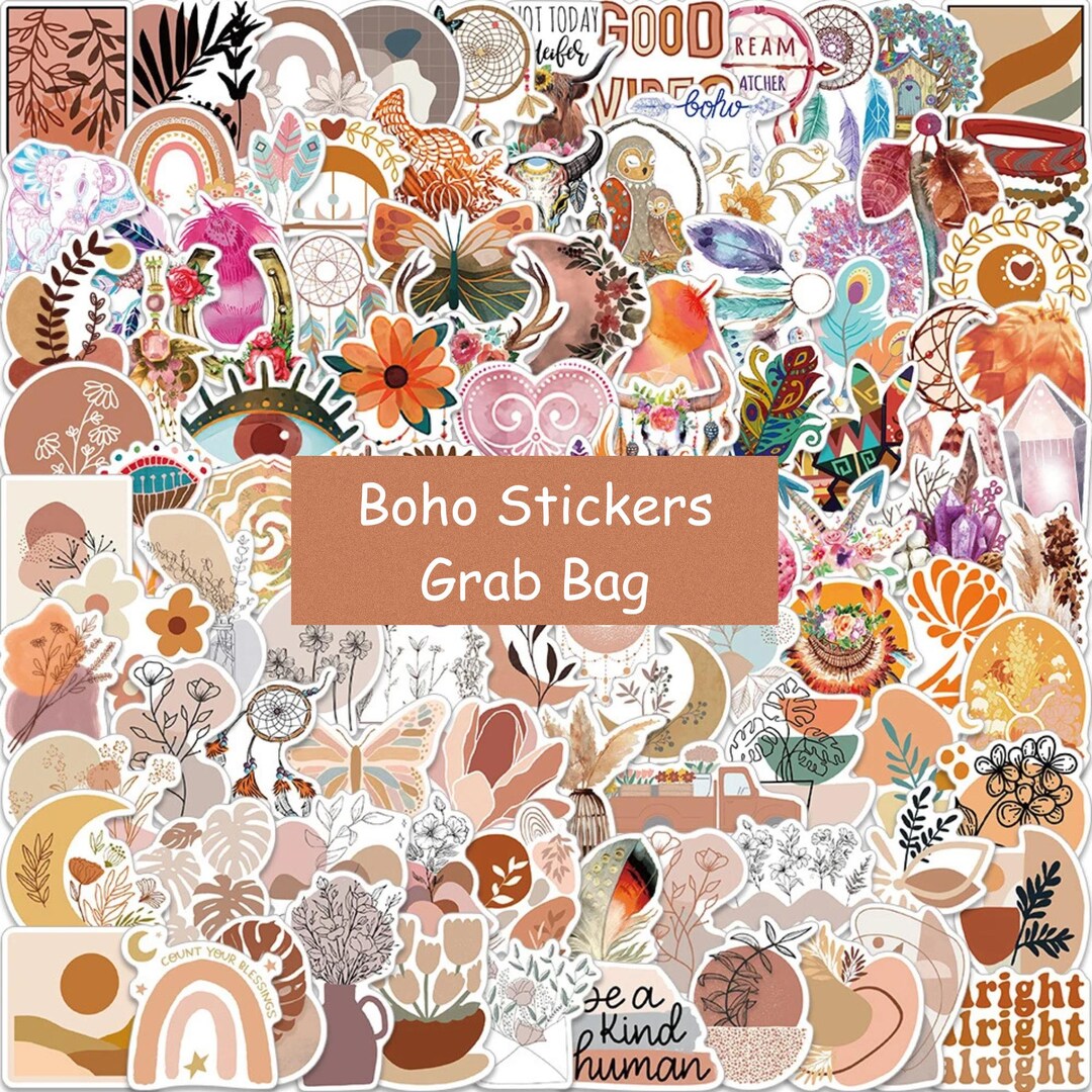 Boho Aesthetic Sticker Pack, 10 20 50 Pcs Neutral Terracotta Decals ...
