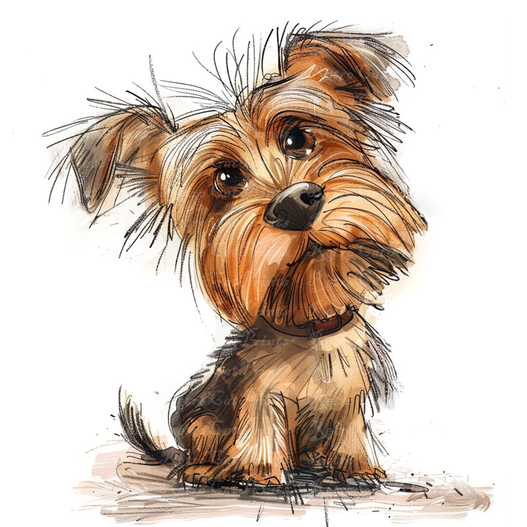 Handsketched Funny Yorkshire Terrier Clip Art Images, Yorkshire Terrier