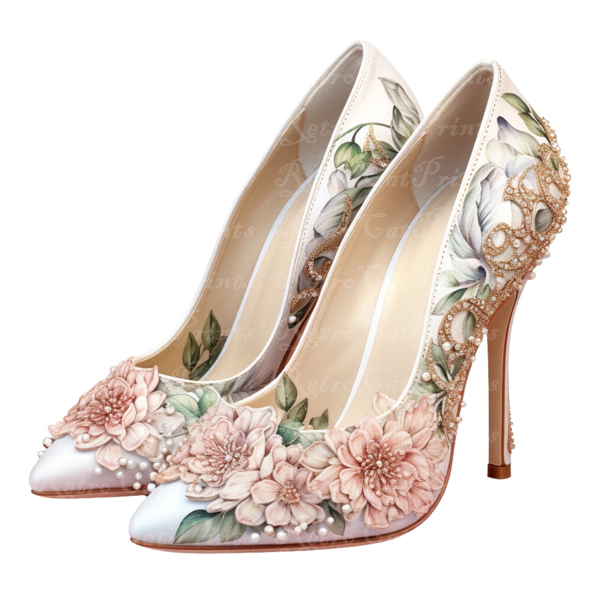 High heel floral shoes discount