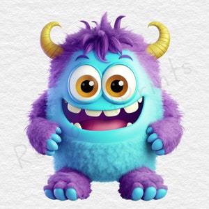 Clipart di piccoli mostri carini, disegni di mostri carini, 10 PNG con sfondo trasparente, download digitale, creazione di cartoline, creazione digitale con la carta