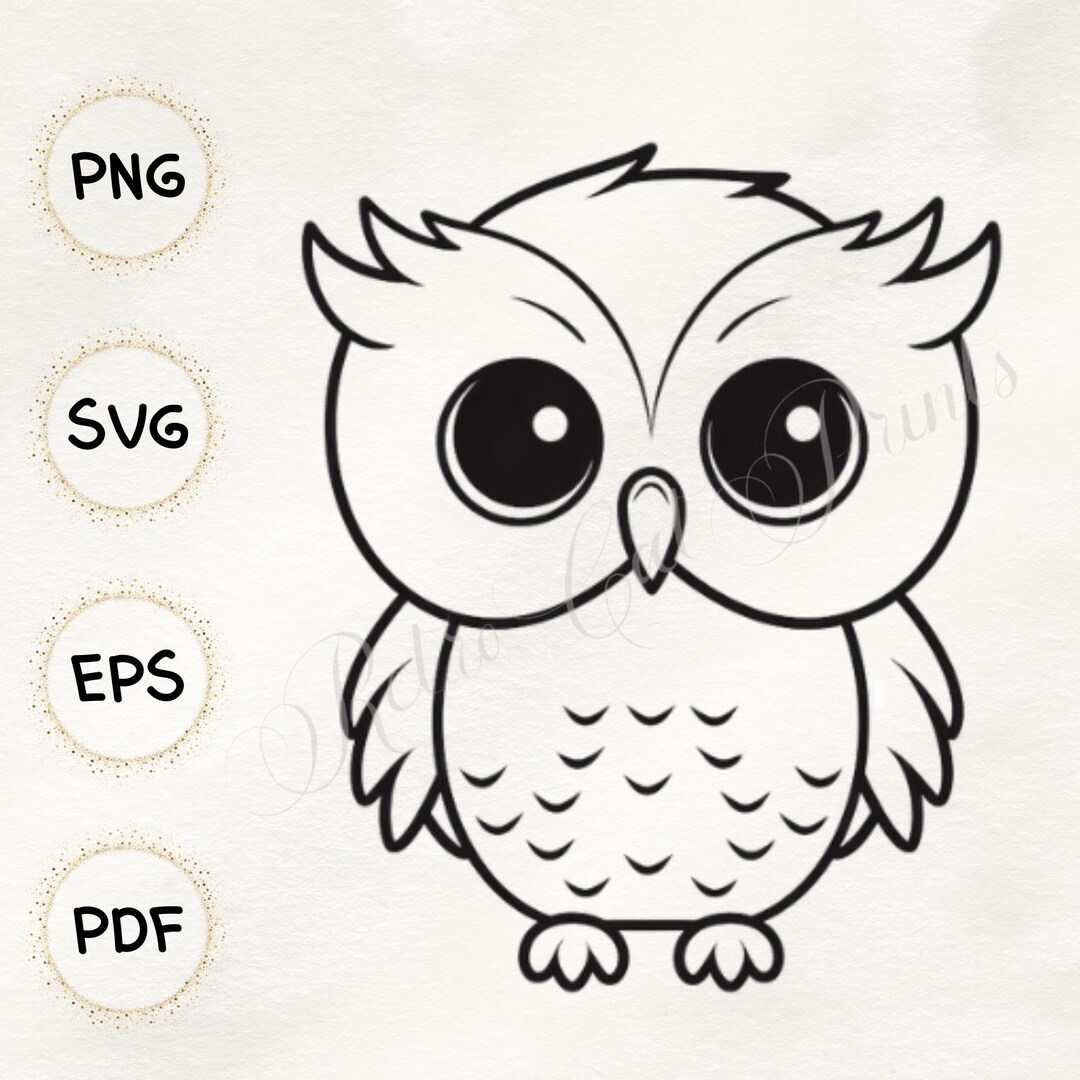 Cute Owl Outline PNG/SVG/EPS, Cute Owl Cut File Baby Shower Owl ...