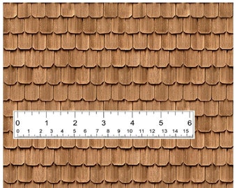 1/12 Scale Dollhouse Miniature Brown Wood Shingle Roofing Seamless DIGITAL Printable Sheets Instant Download
