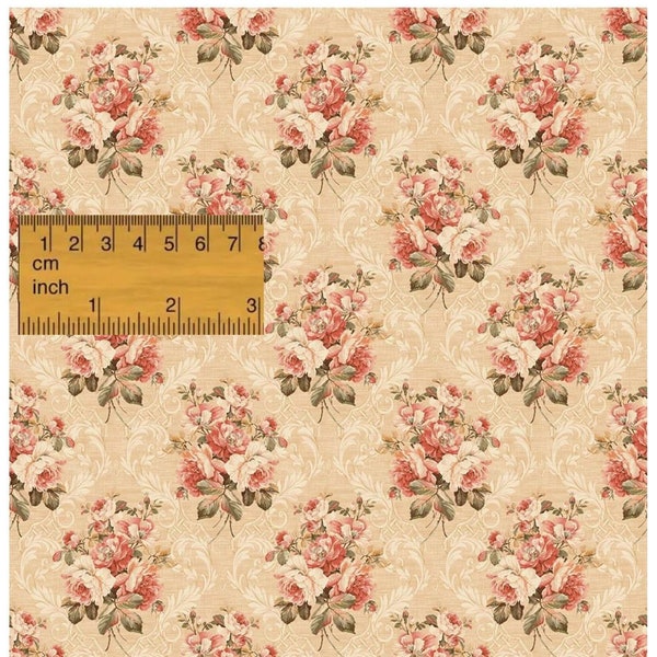 1/6 1/12 1/24 1/48 Dollhouse Miniature Classic Vintage White Rouge Rose Floral Wallpapers Seamless DIGITAL Printable Instant Download