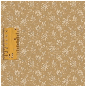 1/6 1/12 1/24 Puppenhaus Miniatur weiße Vintage Blumen Tapete auf Beige Nahtlos - Digital Druckbare Sofortiger Download-A4 druckbare Blatt