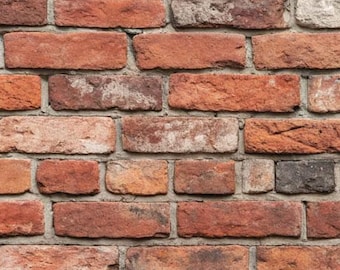 Vintage Rustic Aged Red Brick Wall Printable PDF 1/8 1/16 1/32 Dollhouse Miniatures Seamless | Instant Download