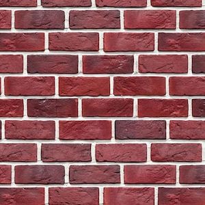 Papel de parede para casa de bonecas em escala 1/6, 1/12 e 1/24, estilo vintage clássico, com parede de tijolos vermelhos e cor cereja | Download instantâneo