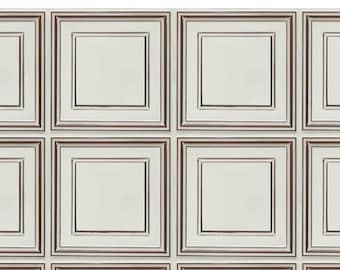 1/6 1/12 1/24 Dollhouse Vintage Ornate Copper White Ceiling Panel Light Gray Background Wallpaper Printable PDF - Seamless Instant Download