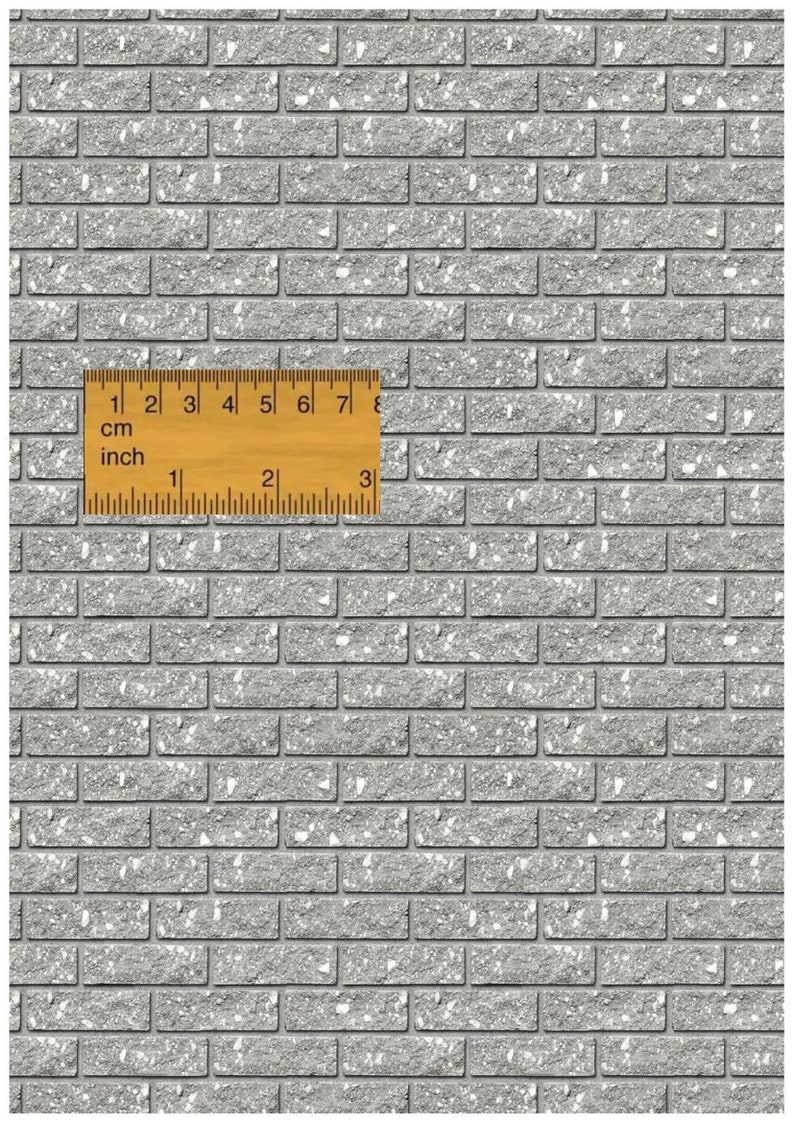 1/6 1/12 1/24 Dollhouse Miniature Gray Stones Wall Cladding DIGITAL ...