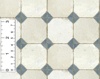 1/6 1/12 1/24 1/48 Dollhouse Miniature Vintage Old Blue Ceramic Tiles Seamless - DIGITAL Printable Instant Download - A4 Printable Sheet