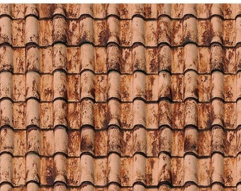 Dollhouse Rustic Weathered Terracotta Curved Clay Roof Tiles 1/12 1/24 Miniature Spanish Barrel Roof Tiles Printable PDF | Instant Download