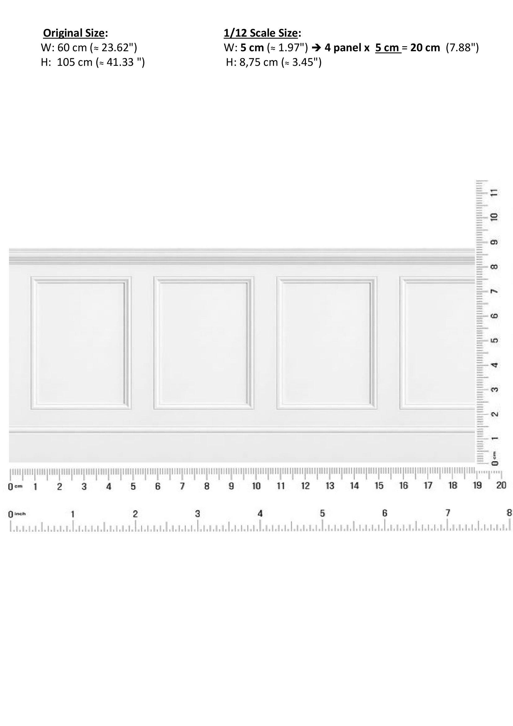 Pdf Paneling Dollhouse White Wainscoting Half Wall Paneling Printable PDF Seamless 1 ...