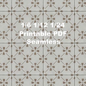May include: A seamless PDF tile pattern in a neutral color palette. The design features a repeating pattern of brown floral motifs and gray lines. The text "1/6 1/12 1/24 Printable PDF Seamless" is overlaid on the image.