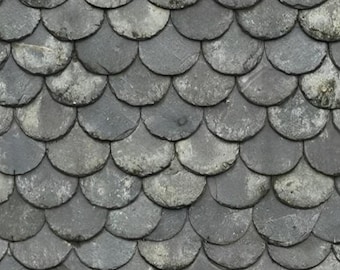 1/12 1/18 1/24 1/36 1/48 Scale Dollhouse Vintage Fish Slate Grey Roof Tiles Seamless DIGITAL Printable Sheets Instant Download