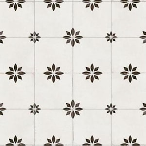 1/12 1/24 1/48 ドールハウス ヴィンテージ オールド マットブラック 花柄 壁＆床タイル シームレス - デジタル印刷可能 即時ダウンロード