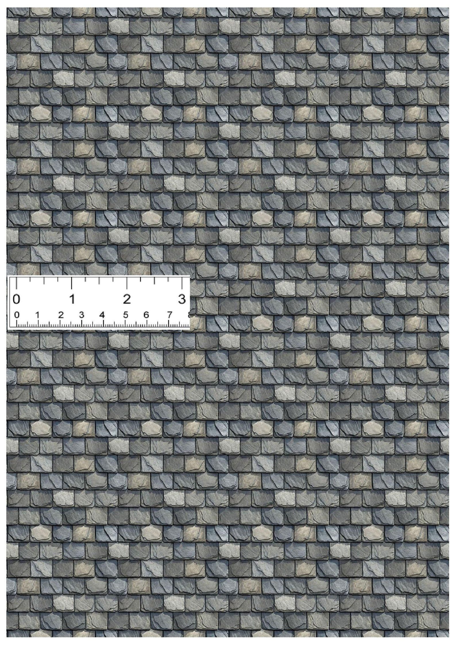 Slate Pattern Printable Dollhouse Natural Gray Slate Stone Shingles Printable PDF 1/12 1/24 1/ ...