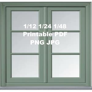 Könnte beinhalten: Ein salbeigrünes Doppelfenster mit rechteckigem Design. Das Fenster ist in sechs Scheiben unterteilt. Der Text auf dem Fenster lautet "1/12 1/24 1/48 Printable PDF PNG JPG".