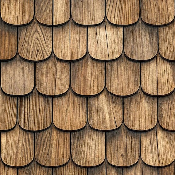 Dollhouse Rustic Aged Wooden Scalloped Shingles Printable PDF 1/15