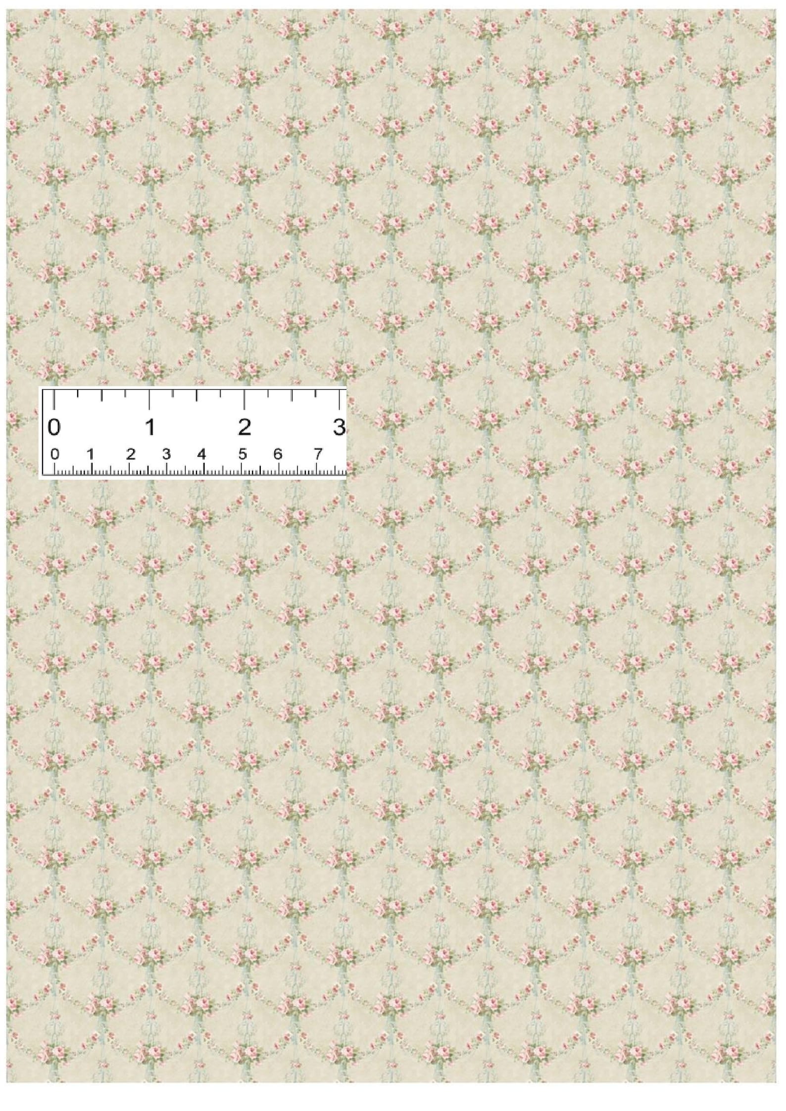 Dollhouse Wallpaper 3 Pack - Bearly Hearts Pattern Light Blue 1:12 Scale