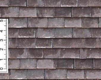 Dollhouse England Rustic Aged Slate Roof Tiles Printable PDF 1/12 1/24 1/48 Miniature Vintage Weathered Roof Shingles Wallpaper