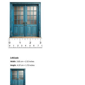 1/24 1/48 Miniature 20th Century Rustic Old Damaged Pale Blue Door