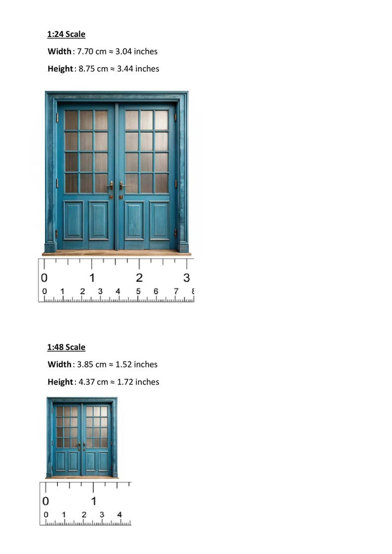 1/24 1/48 Miniature 20th Century Rustic Old Damaged Pale Blue Door