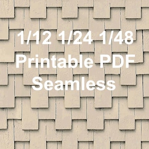 Poppenhuis vintage crème cederhout schudden houten gevelbeplating behang 1/12 1/24 1/48 miniatuur rustieke grind buitenmuur afdrukbare pdf