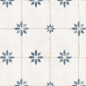 1/12 1/24 1/48 ドールハウス ヴィンテージ オールドマットブルーフローラル柄 壁＆床タイル シームレス デジタル印刷可能 即時ダウンロード